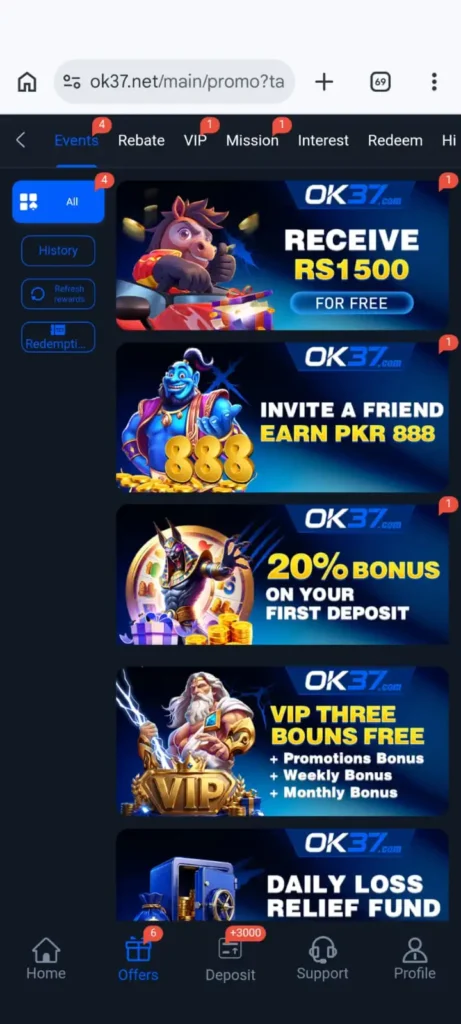 ok37 app bonus and reward