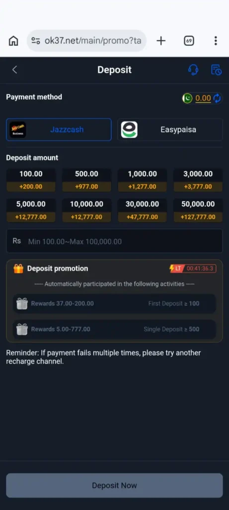 ok37 app deposite and witdraw