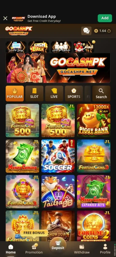 GOCASHPK GAME HOME PAGE
