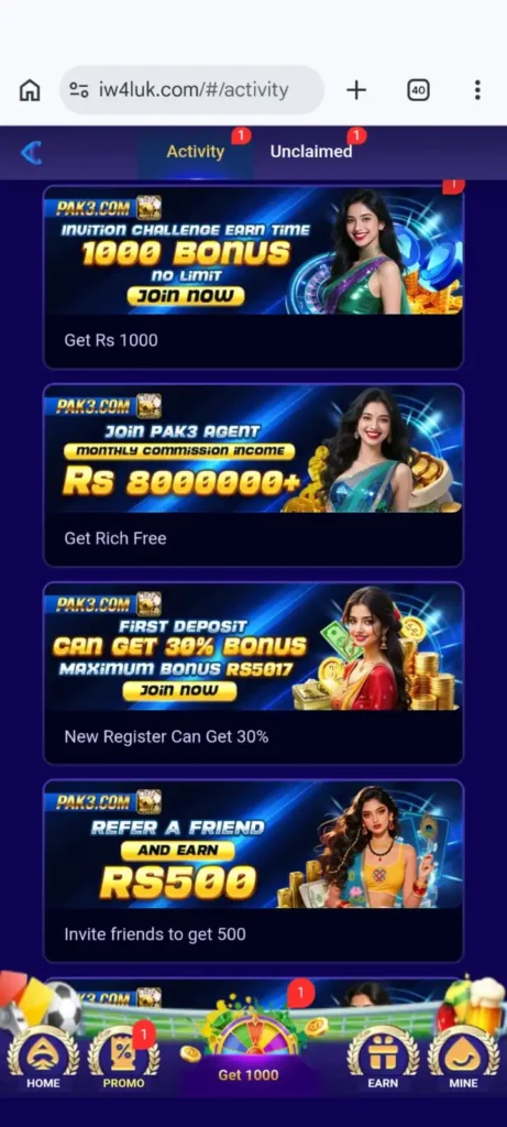 PAK3 GAME BONUS AND REWARD