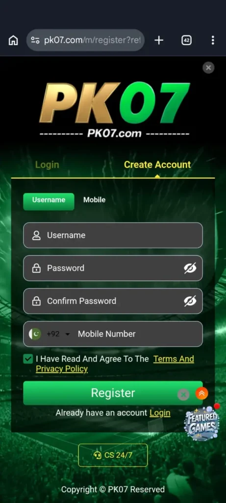 PK07 APP Login now