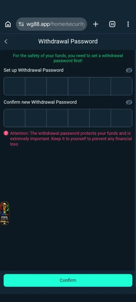 WG88 Game withdraw and deposit